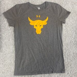 Under Armour Project Rock Tee with Gold Bull Logo